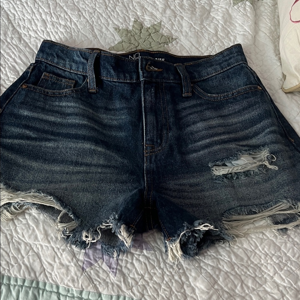 No Boundaries Dark Blue Distressed Jean Shorts
